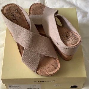 NWB Lucky Brand cork wedge sandal 7.5 M